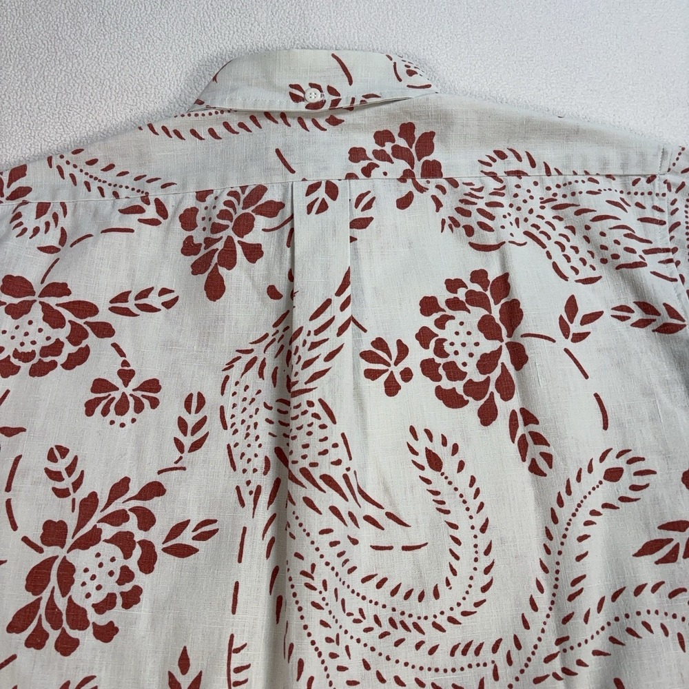 VTG Reyn‎ Spponer Polo Men's S Off-White Red Floral Phoenixes Pocket Button Down - Picture 9 of 13
